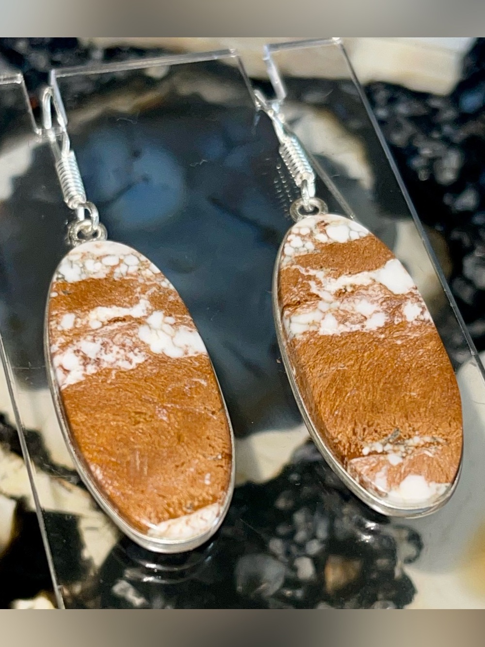 Wild Horse Jasper Magnesite Earrings 2” - Picture 10 of 16